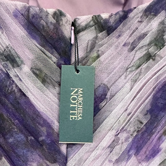 NWT Marchesa Notte Evening Gown Floral Applique Maxi 14 - Picture 12 of 13